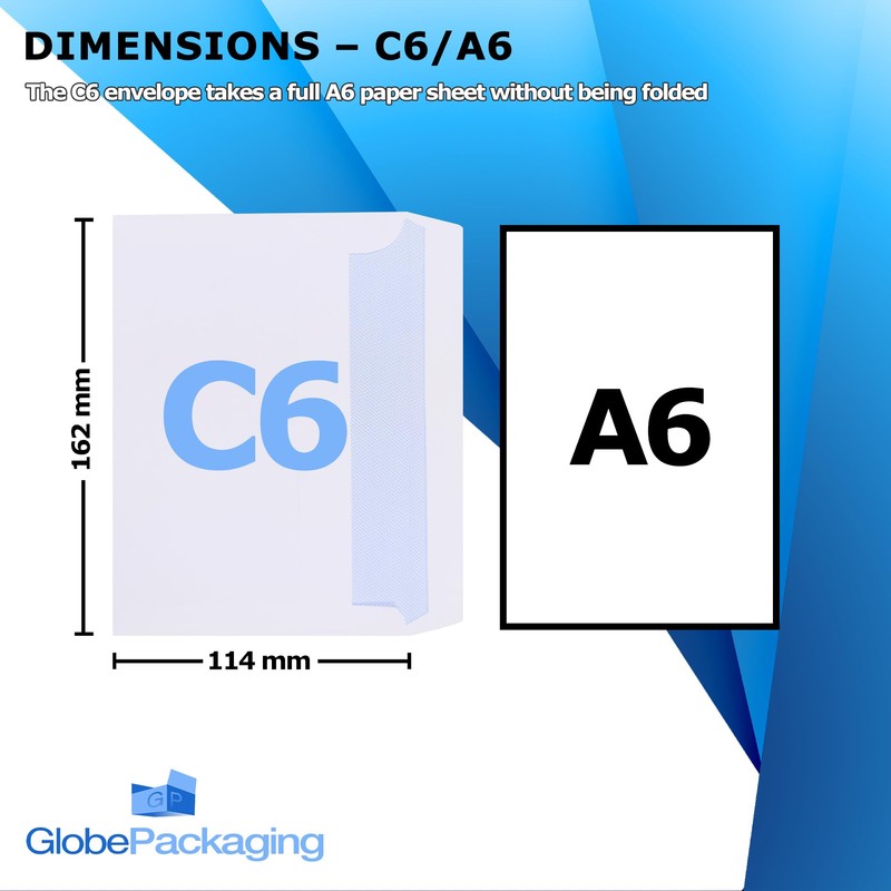 GP Globe Packaging 50 x C6 A6 White Plain Self