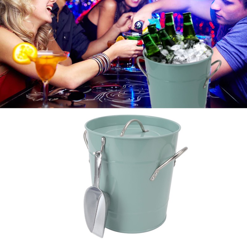 Round Ice Bucket Multipurpose Safe Galvanized Ice Buckets with Lid