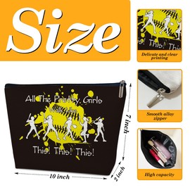 Ythuil Softball Gifts Makeup Bag, Softball Gift Bag, Cosmetic Bag for Purse, Gifts For Softball Lover Fans Women Teen Girl, All The Pretty Girls Walk Like This This This