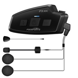 FODSPORTS FX10C, Mesh Communication, No Conversation Number of People, 10 Channels, Music Sharing, HIFI Sound Quality, For Income Bikes, FM Radio, IP67 Waterproof, Bluetooth Mesh Communication Incom,