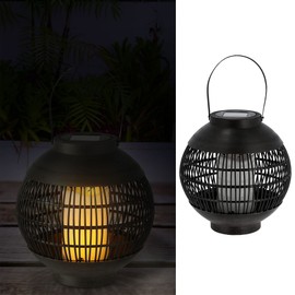 Solar Lantern Handle 15 x 33 cm Plastic Black 12 LEDs Warm White Grid Design Table Lamp Garden Light Path Lamp (1 x Solar Lantern Height 23 cm)