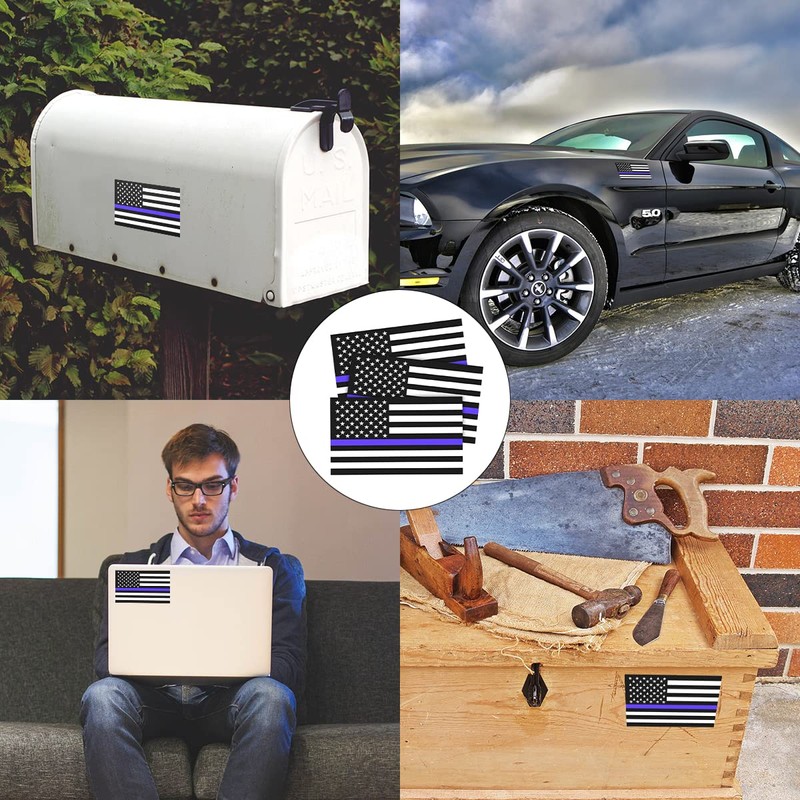 3PCS Reflective American US Flag Decal for Car, 5''×3'' Vinyl