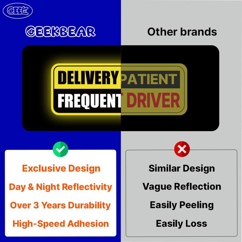 GEEKBEAR Delivery Driver Frequent Stops Car Magnet - Colorful, Reflective,