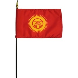 Kyrgyzstan - 4 in x 6 in World Stick Flag