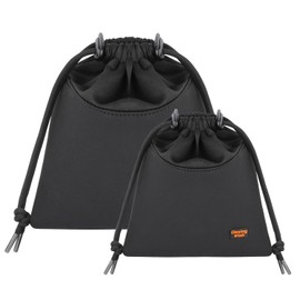 Desing Wish Headphone Storage Bag, 2 Pack Lightweight Headphone Carrying Pouches Headset Case Bag Travel Pouch for Headsets Overhead Headphones Neckband Earbuds (Large Black, Small Black)