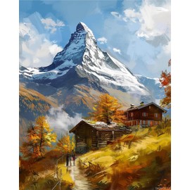 SVINOILER Switzerland Matterhorn Paint by Numbers Kit for Adults, Paint by Number on Canvas, Abstract Art Digital Oil Painting Kits Suitable for Home Wall Decoration Gift 20"x16"