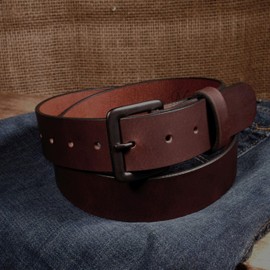 Nohma Leather, Men's Leather Belt, Made in USA, Full-Grain Leather, Casual Everyday Wear Belts, Amish Handmade (Brown 5550-GM, 40" (Size 36 Pants) - Check Size Guide)