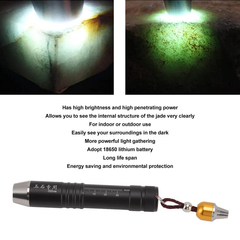 Identification Flashlight Small Diameter Triple Light Source Prevent Counterfeit Jade