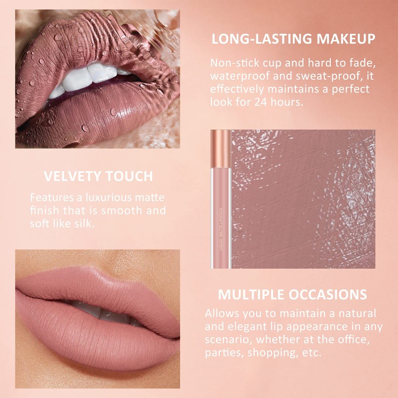 Prreal 2 x Lip Liner and Lipstick Makeup Set, Matte