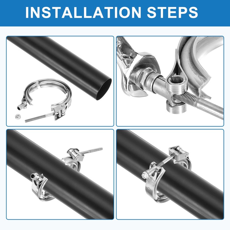 sourcing map 2.25" Quick Release V Band Clamp 304 Stainless