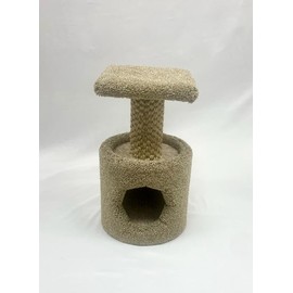GIA Furniture Series 2-in-1 Cat Scratching Post with Perch & Hideaway - Carpeted Cat Tower with Sisal Rope for Scratching, Climbing, and Lounging - Ideal for Small & Medium Cats
