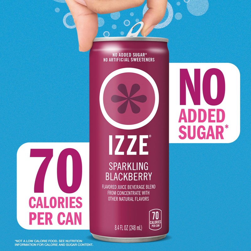 IZZE Sparkling Water Juice Beverage Blend, Blackberry, No Sugar Added,