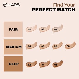MARS High Coverage Liquid Matte Foundation | Blemish Free & Blendable Foundation for Makeup (40ml) (SHADE-04)