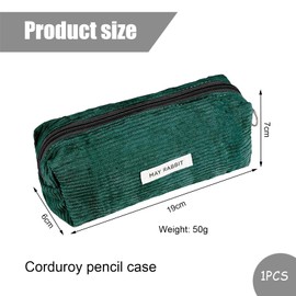 BIBITI Aesthetic Pencil Case, Clean Pencil Case, Corduroy, Small Girl Pencil Case, Little Girl Study Pencil Fabric, School Pencil Case, Teenager Case Corduroy Fabric, dark green, Modernity