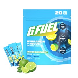 G Fuel Electrolytes Powder for Instant Hydration and Focus | Sugar Free, Lemon Lime Flavor, Electrolyte and Nootropic Drink Mix to Sharpen Mental Focus, 20 Servings
