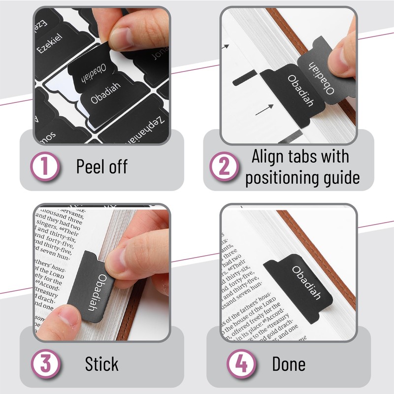 Mr. Pen- Bible Tabs, 75 Tabs, Black, Laminated Bible Tabs