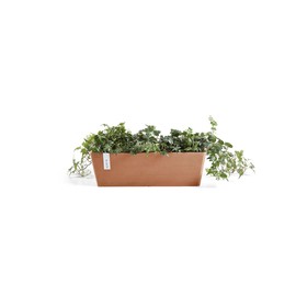 Ecopots Modern Recycled Bruges Plastic Indoor/Outdoor Rectangular Flower Pot Planter, Terracotta Color, 17.7"
