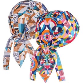 2 Pcs Do Rags Skull Cap for Women Helmet Liner Bandana Beanie Sweat Motorcycle Head Wrap Cycling Sports Accessories (AU, Alpha, One Size, Multiple Colors)