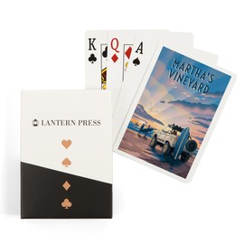 Lantern Press Martha's Vineyard, Massachusetts, Wake Up! Surf's Up!, Surfers on Beach (52 Playing Cards, Poker Size Card Deck with Jokers)