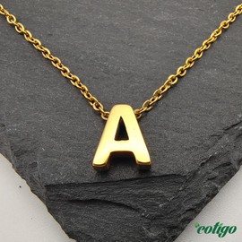 cotigo Initial Necklace Stainless Steel Women's Necklace with Small Letter A-Z Pendant - Jewellery Gift for Mother, Birthday, Girlfriend or Friends, Colour Silver and Golden, stainless steel