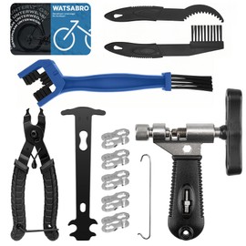 WATSABRO Chain Riveter Bicycle with Bicycle Cleaning Brush, Chain Lock Pliers, Chain Pliers and 5 Pairs of Bicycle Chain Rivets, Bicycle Chain Tool Set for 6-12 Speed