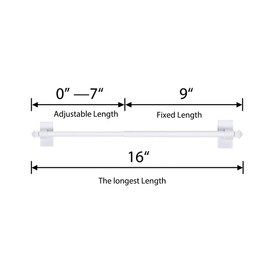 Turquoize Multi-Use Adjustable Cafe Sidelight Curtain Rods, 09"-16" Magnetic Rods, White, 2-Pack