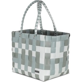 normani® Braided Plastic Shopping Bag - Robust Beach Chair Vintage Style 38 cm x 25 cm x 28 cm Leaves Colour