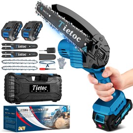 Tietoc Mini Chainsaw 6 Inch Cordless [Ease of Use] Portable Electric Chainsaw, Small Handheld Battery Powered Super Saw for Tree Branches, Unique Gifts Ideas for Men Dad Husband Fathers Him Her Women