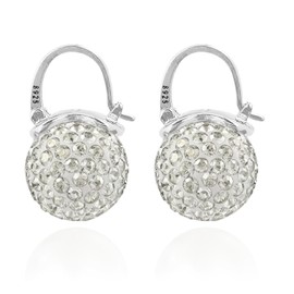 OwMell Elegant 925 Sterling Silver Pearl Drop Earrings Dangle Stud Gold Plated Earrings for Women Large Size 12mm - Crystal Silver