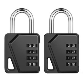 ZHEGE Combination Padlock for Gym Locker, 4 Digit Combination Lock with DIY Name Tags [New Version] School Locker Padlock, Outdoor Padlock Weatherproof for Sheds, Fence Gate (Black, 2 Pack)