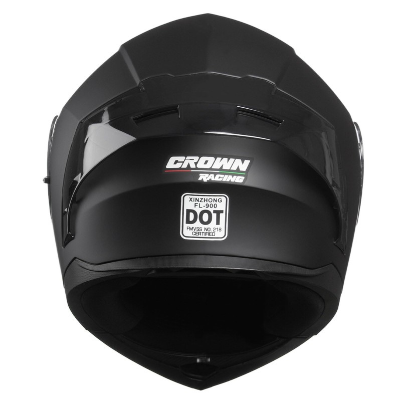 Crown Racing Modular Motorcycle Helmet with Flip-Up Design, Matte Black,