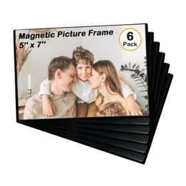 Mingting Magnetic Picture Frame, Holds 5X7 Inches Pictures, Reusable Black Magnet Fridge Photo Sleeves for Refrigerator, Locker,Office Cabinet (Black, 6) (6Pcs)
