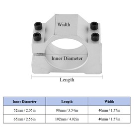 CNC Spindle Motor Bracket, Aluminum Alloy CNC Motor Bracket Spindle Motor Mount Base with Screws for CNC Router Engraving (52mm)