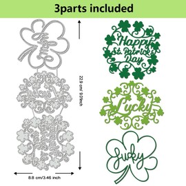 BENECREAT Happy Saint Patrick's Day Die Cuts for Card Making, 229x88mm Irish Shamrock Embossing Stencils Template for Card Scrapbooking and DIY Craft Album Paper Card Decor, 0.08cm Thick