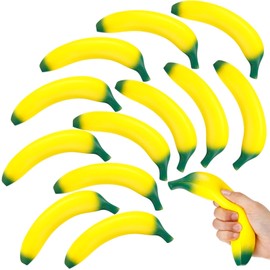 Kasyat 15 Pcs Banana Stress Toys Banana Stretchy Toys PU Relief Stress Balls Classroom Birthday Xmas Gifts Tiny Party Supplies for Relief Party Favors Bag Fillers(7.09 Inches)