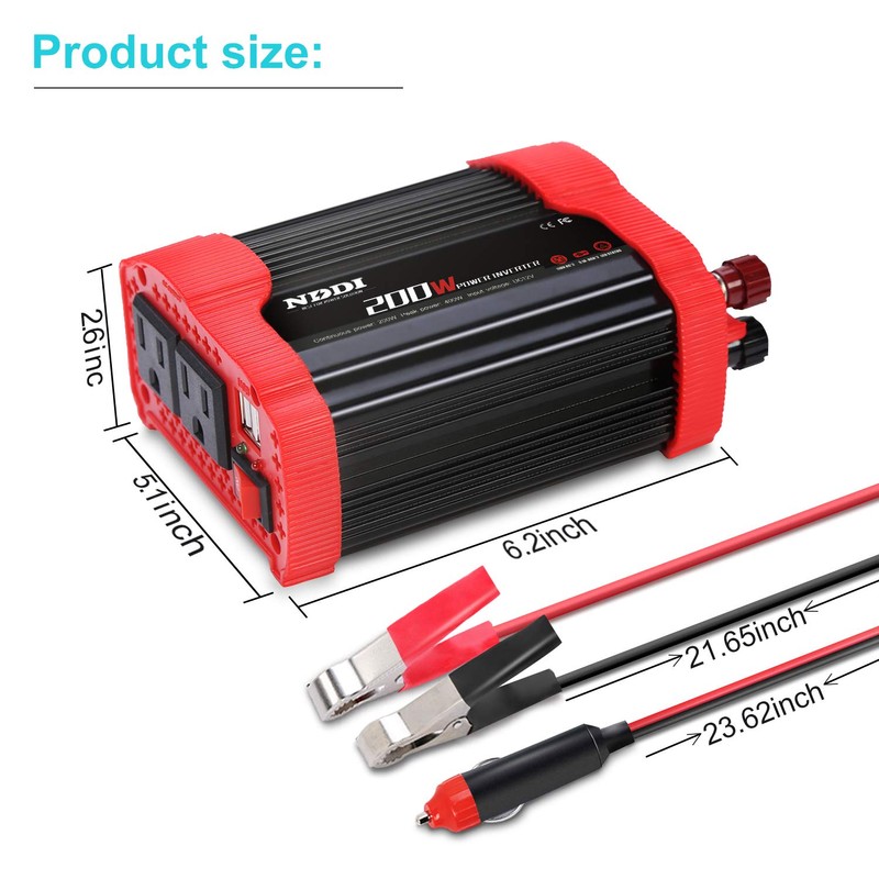 200W Car Power Inverter 12V DC to 110V AC Converter