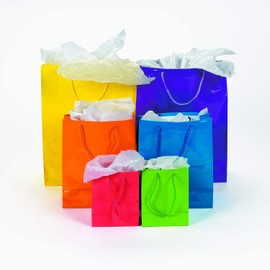 Fun Express Neon Small Gift Bags - Party Favor Bags -Gift Bags with Handles - 12 Pack