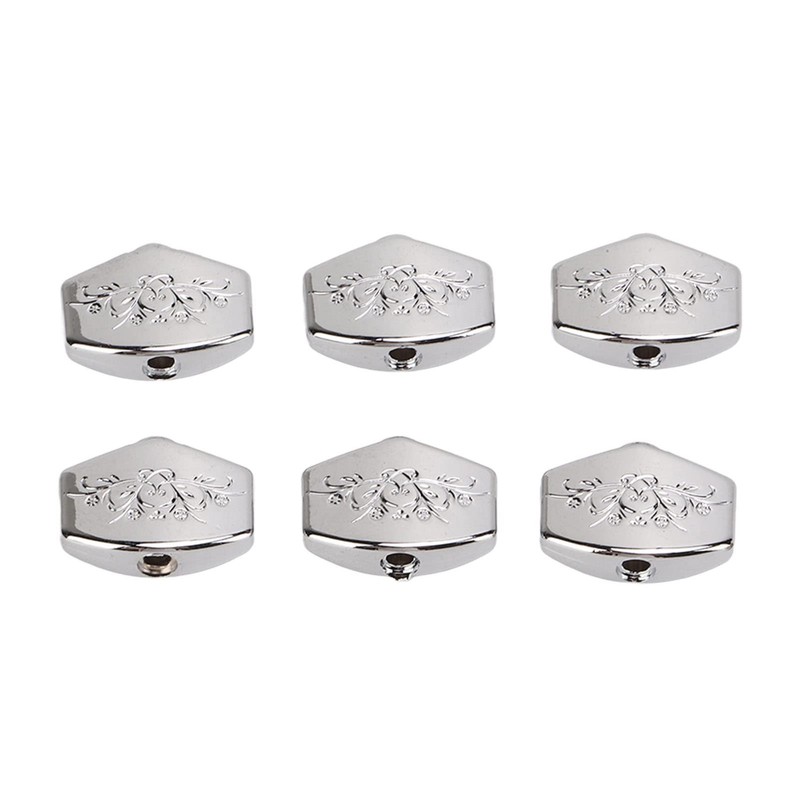 6Pcs Metal Carved Big Square Guitar Tuning Peg Buttons, Replacement