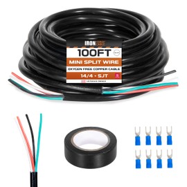 Iron Forge Cable 14/4 Mini Split Wire - 100ft, 300V, 14 Gauge 4 Conductor Wire with Connectors and Tape - 14-4 Copper Conductor Wire for Mini Split AC, Heating System, HVAC, Speaker - UL/ETL Certified