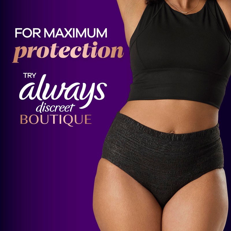 Always Discreet Adult Incontinence Pads for Women, Moderate Absorbency, Long