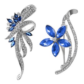 FDGGT 2pcs Flower Brooches Metallic Blue Brooches Women Badge Exquisite Fashion Brooches Clothes Pin Decoration