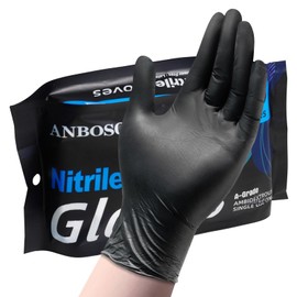 ANBOSON Disposable Cleaning Gloves, Food Grade Safe, 5 Mil Black Nitrile Cooking Gloves for Food Prep, Work and Cleaning, XL, 50 Count
