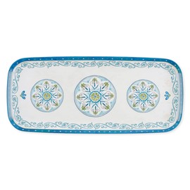 UPware Jewel Medallion Melamine Serving Tray, 15 x 6.5 Inch Rectangular Serving Platter, BPA Free Food Tray for Party Entertaining