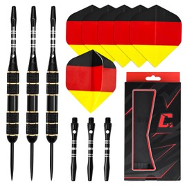 Healife 23 g Brass Darts Set 'Flag' with Steel Dart Tips, 3 Darts with 6 Shafts and Flights, Includes Accessories, Target Darts, Metal Tip, Steel Darts