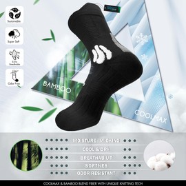 BRISIRA Bamboo Viscose Running Socks for Men Women Hiking Cycling Tennis Golf Crew Socks Moisture Wicking Anti Blister 3 Pack