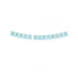 Party Deco Geburtstagsbanner, Girlande, Banner - Happy Birthday Schriftzug, 175 cm - Geburtstagsparty, Partybanner Dekoration für Kinder, Mädchen, Jungen Geburtstagsfeier - Blau mit Gold