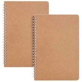 Mr. Pen- Spiral Notebook, Kraft Cover, 2 pcs, 80 Pages, 40 Sheets, Blank Spiral Notebook, Blank Notebook, Drawing Notebook, Spiral Sketchbook, Small Sketchbooks, Unlined Notebook, Wire Bound Notebook