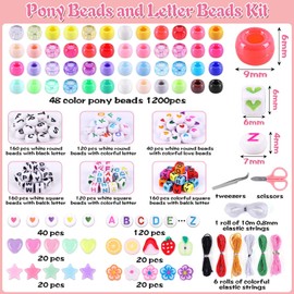 Wutubug 3000pcs Pony Beads Bracelet Making Kit, 48 Colors Friendship Bracelet Kit Kandi Beads, Letter Beads Heart Beads with Elastic String for Jewelry Making DIY Craft Gifts for Adults
