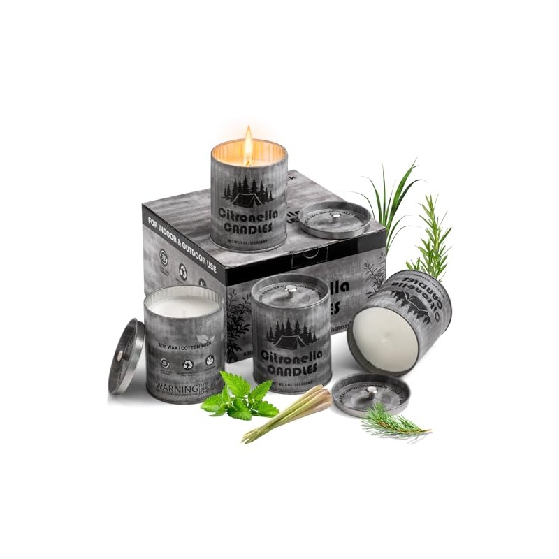 Citronella Candles Set - 4-Pack Natural Soy Wax Candles