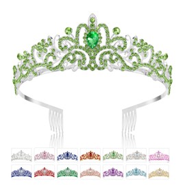 Crown, Green Crown, Tiara Crown, Princess Crown, Birthday Girl Crown, Crown Headband, Crowns for Women, Princess Tiara, Queen Crown, Crystal Crown Hair Accessories, Wedding Crown for Bride, Prom Crown